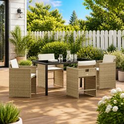 Friendly 5-Piece Beige Dining Set for Your Outdoor Space