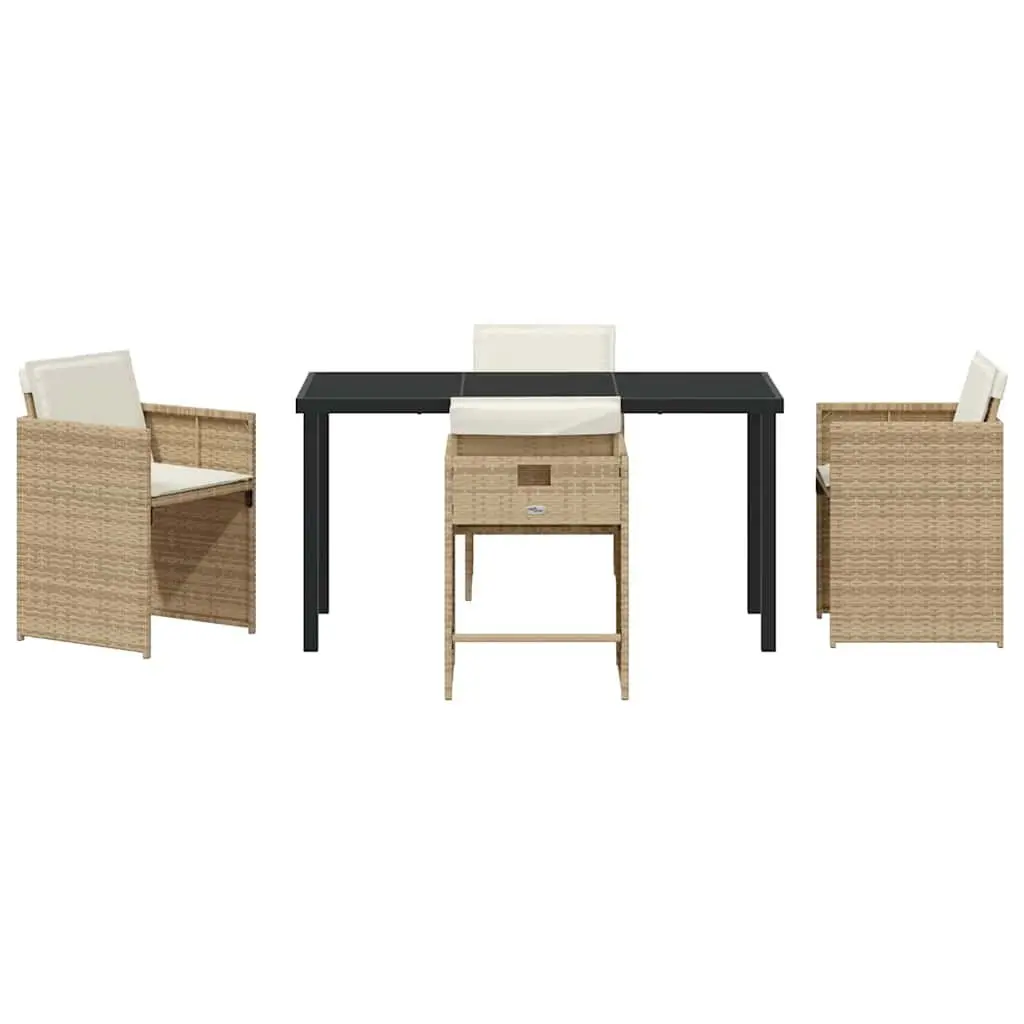 Garden Dining Set Modern Beige Poly Rattan 5 Piece Outdoor Furniture