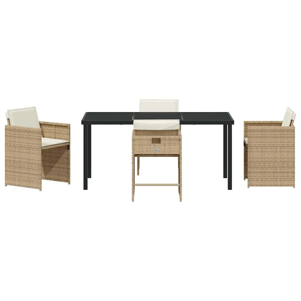Beige Poly Rattan Outdoor Dining Set for 5