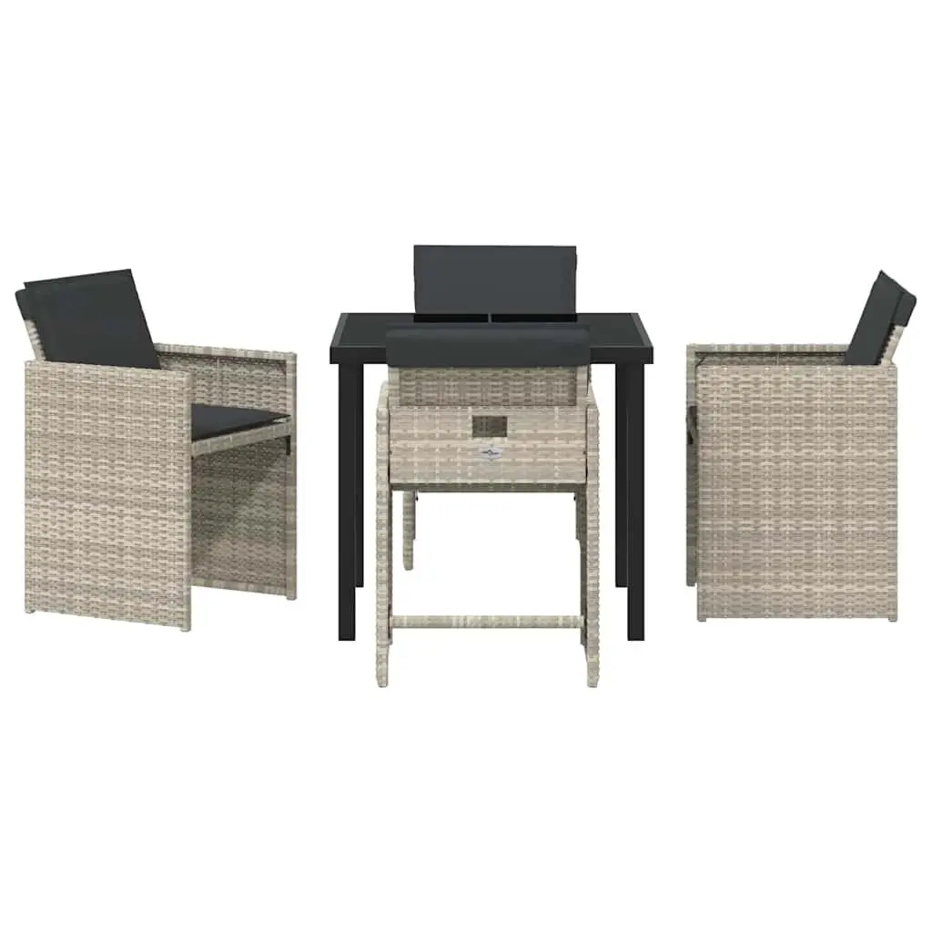 Garden Dining Set 5 Pieces Light Grey Outdoor Furniture Poly Rattan Table Chairs