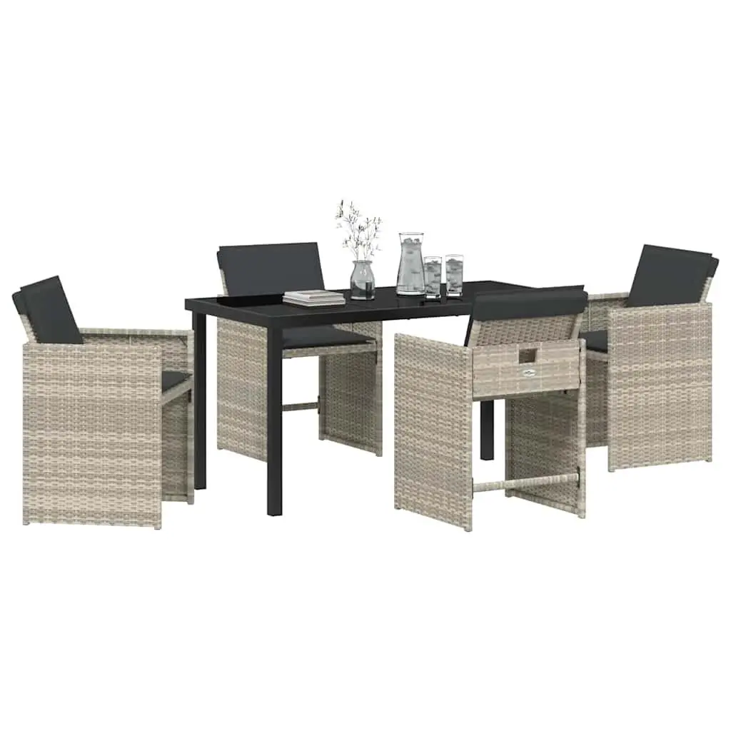 Garden Dining Set Light Grey 5 Pieces Outdoor Furniture Patio Table Chairs