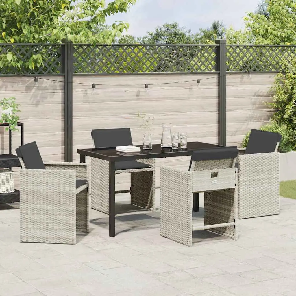 Garden Dining Set Light Grey 5 Pieces Outdoor Furniture Patio Table Chairs