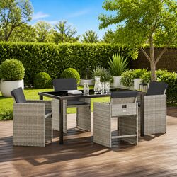 Friendly Outdoor Dining Set: 5 Pieces in Light Grey