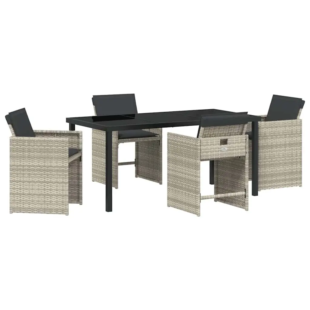 Outdoor Dining Set Light Grey 5 Pieces Poly Rattan Garden Furniture Patio Table