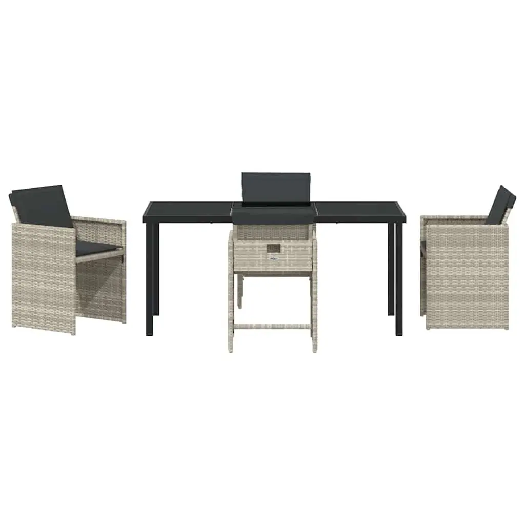 Outdoor Dining Set Light Grey 5 Pieces Poly Rattan Garden Furniture Patio Table