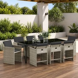 Garden Dining Set 9 Pcs Light Grey Outdoor Furniture Table Chairs Patio