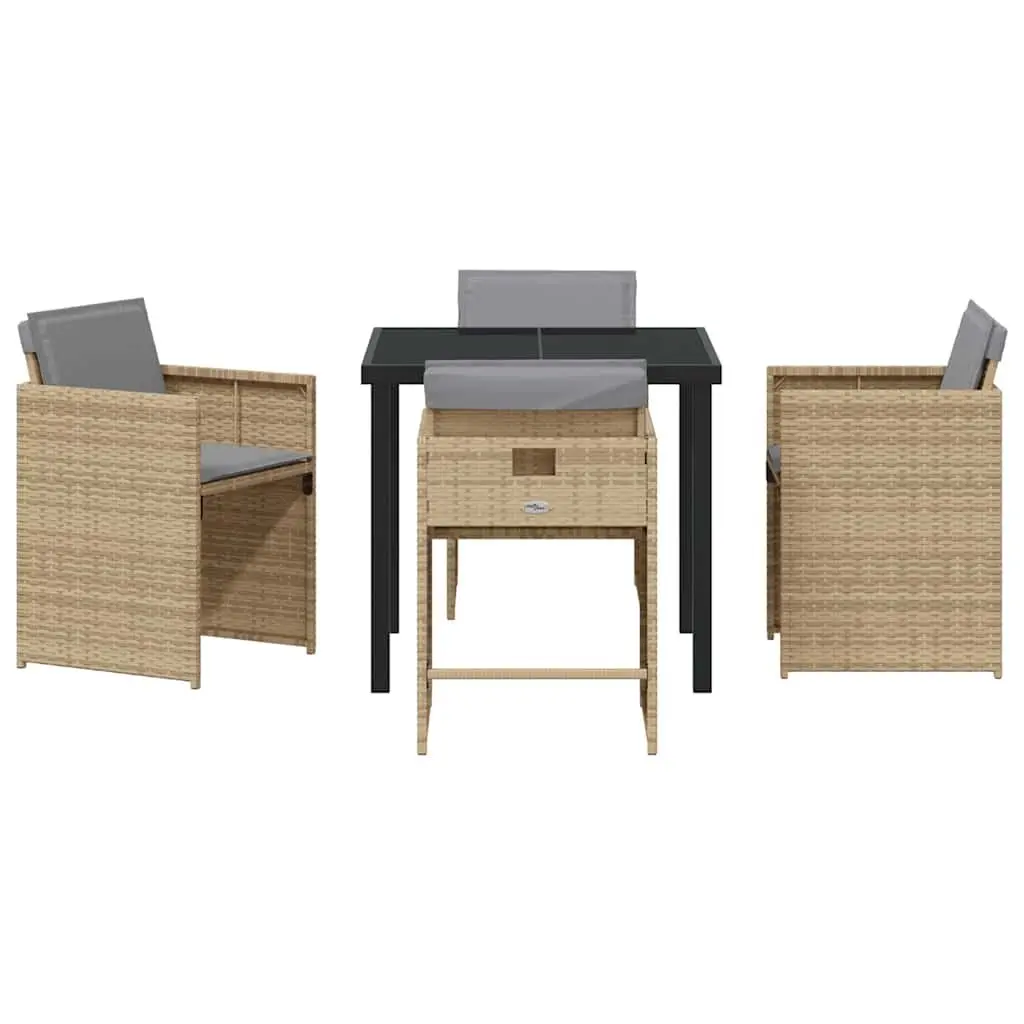 Garden Dining Set Modern Beige Poly Rattan 5 Pieces Outdoor Furniture