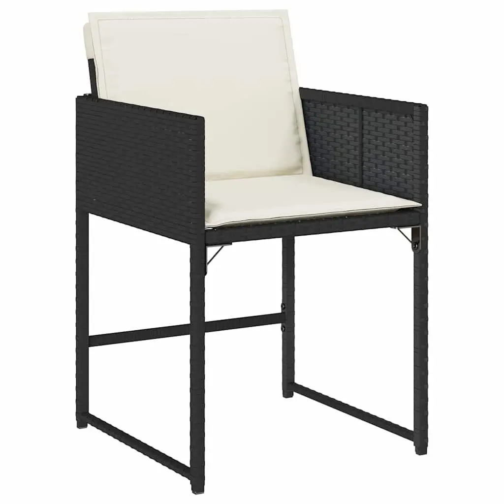 Garden Dining Set 5 Pieces Black Poly Rattan Steel Outdoor Patio Furniture