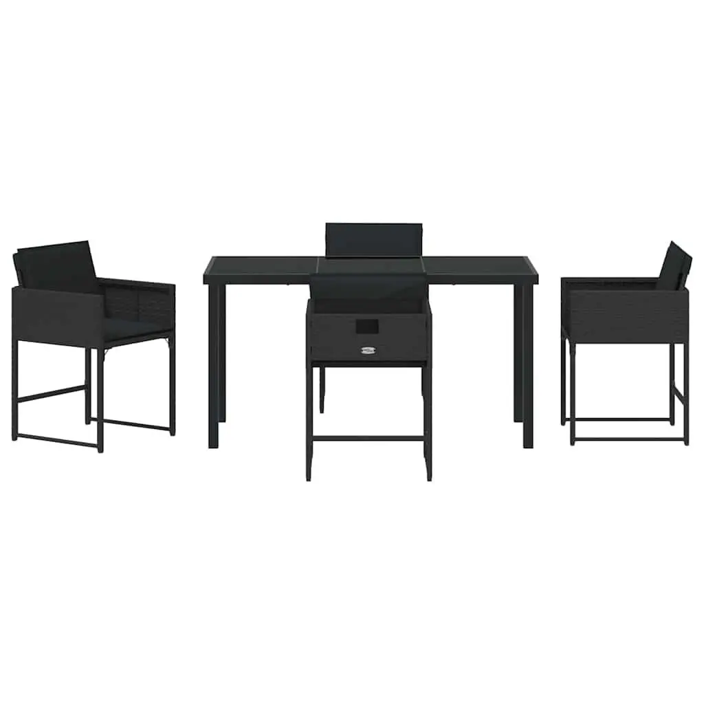 Garden Dining Set 5 Pieces Black Outdoor Furniture Patio Table Chairs