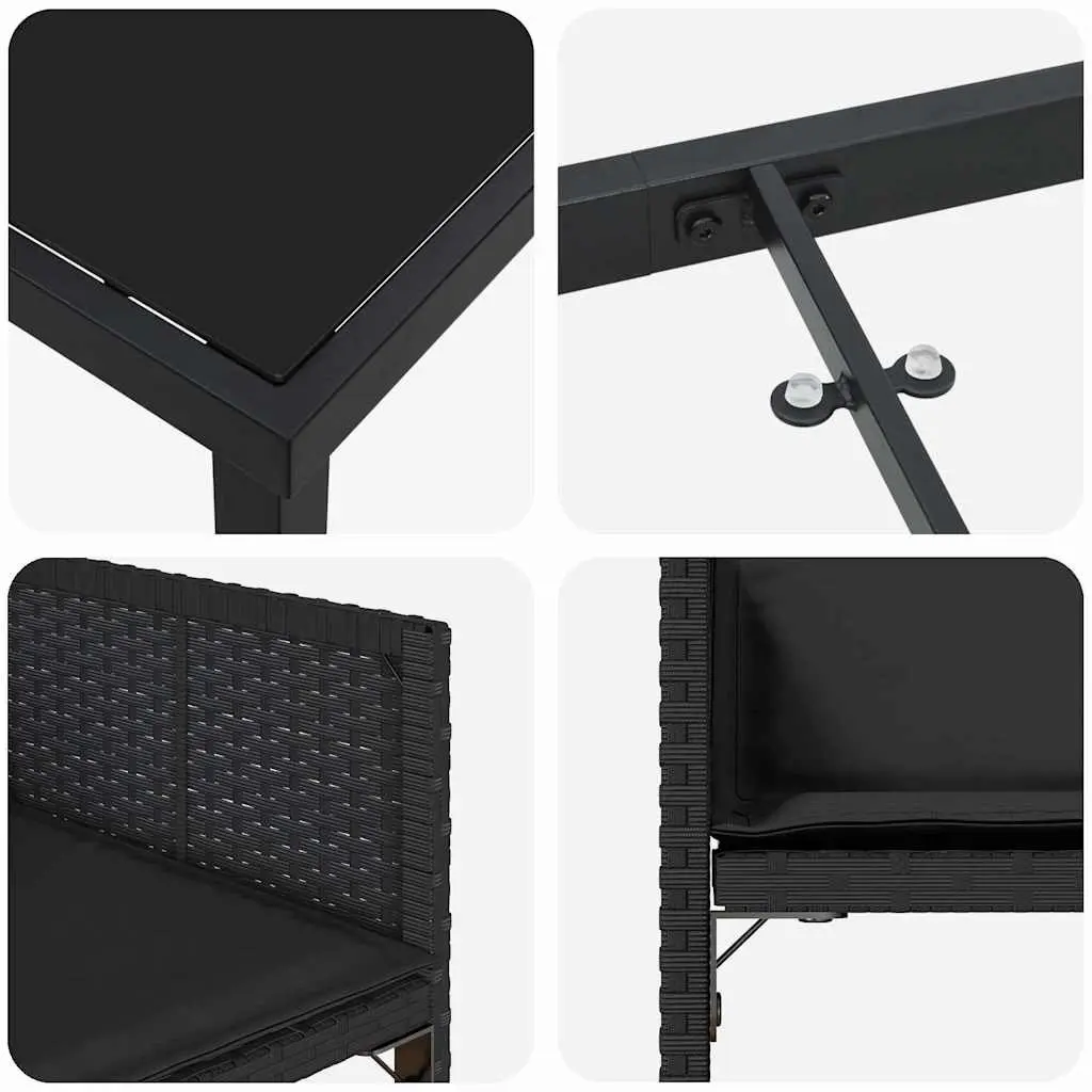 Garden Dining Set 5 Pieces Black Outdoor Furniture Patio Table Chairs