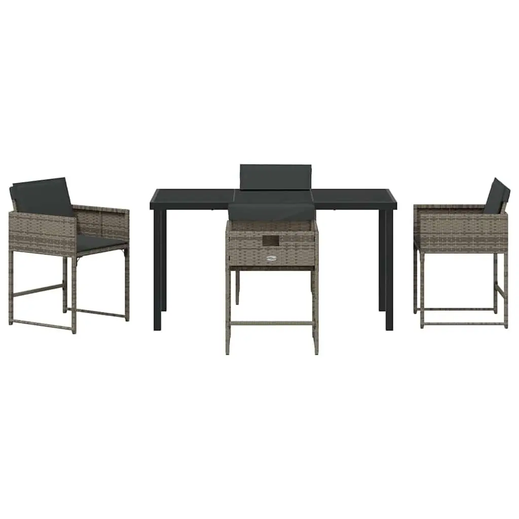 Garden Dining Set Modern 5 Piece Outdoor Furniture Grey Poly Rattan Table Chairs