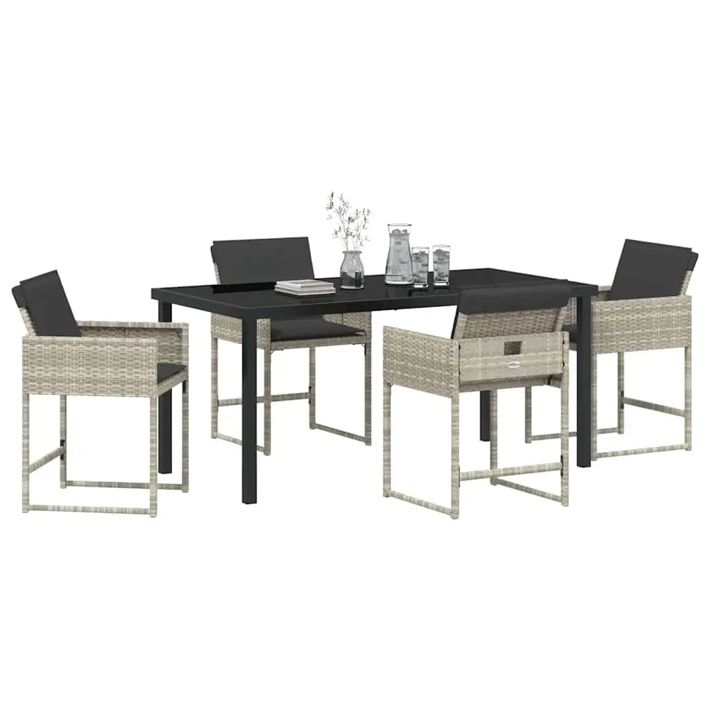 Garden Dining Set Contemporary Light Grey 5 Pieces Outdoor Patio Furniture Table Chairs