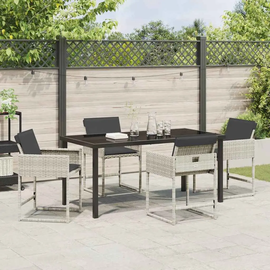 Garden Dining Set Contemporary Light Grey 5 Pieces Outdoor Patio Furniture Table Chairs
