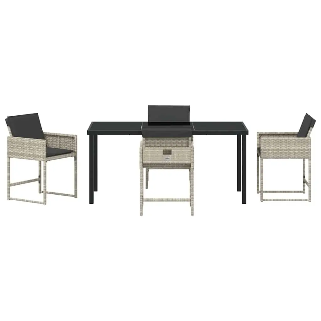 Garden Dining Set Contemporary Light Grey 5 Pieces Outdoor Patio Furniture Table Chairs