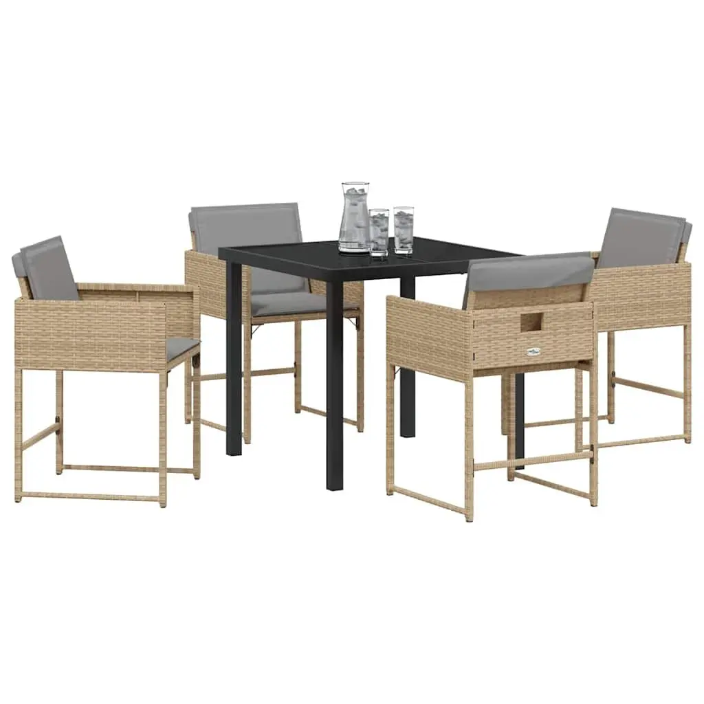 Garden Dining Set 5 Pieces Outdoor Furniture Patio Table Chairs Beige