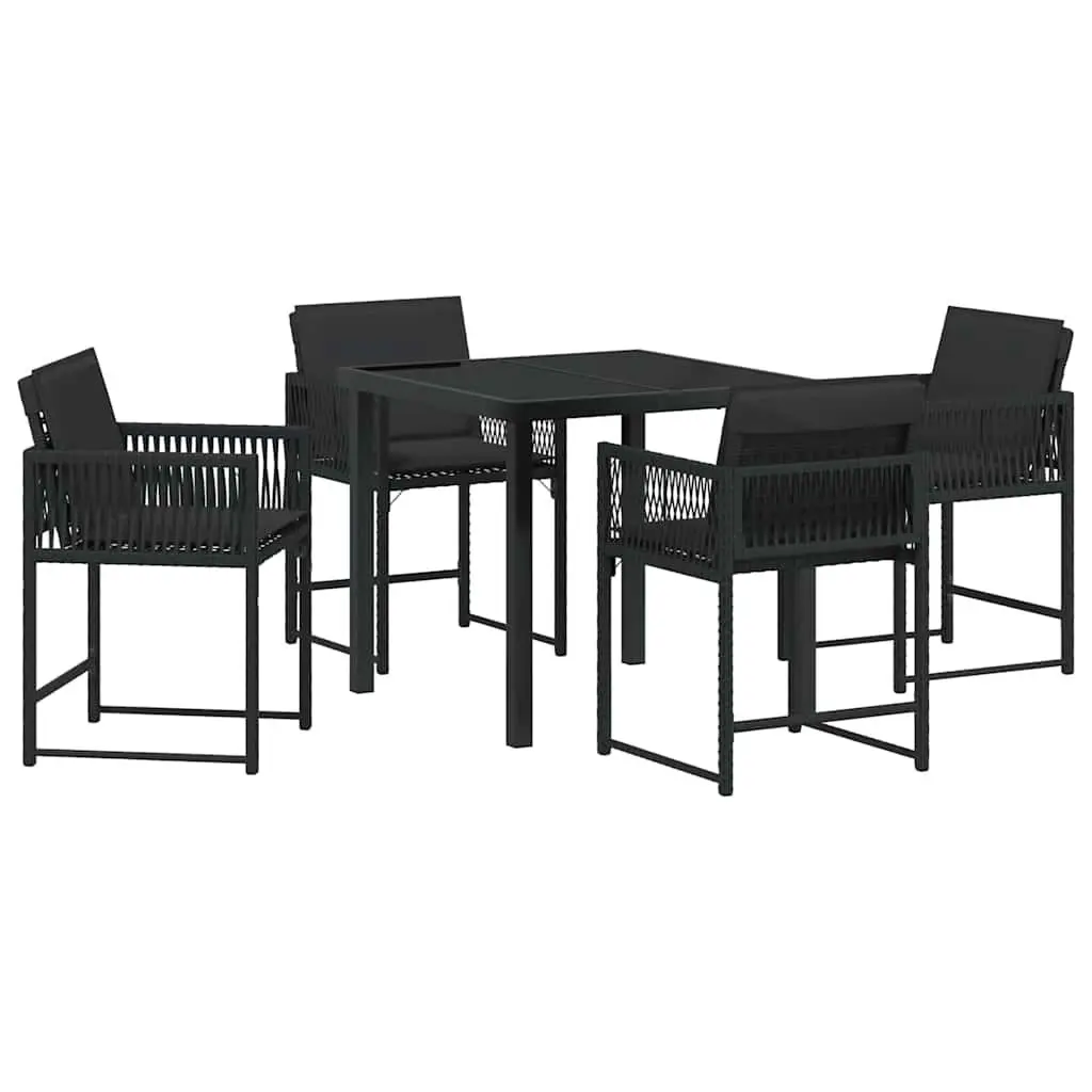 Garden Dining Set 5 Pieces Black Outdoor Furniture Patio Table Chairs