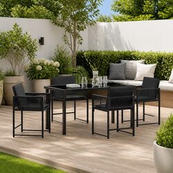 Friendly 5-Piece Outdoor Dining Set - Black Table and Chairs