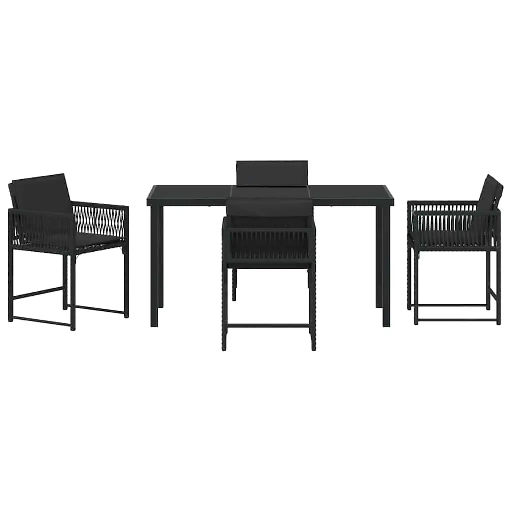 Garden Dining Set 5 Pieces Outdoor Furniture Patio Table Chairs Black