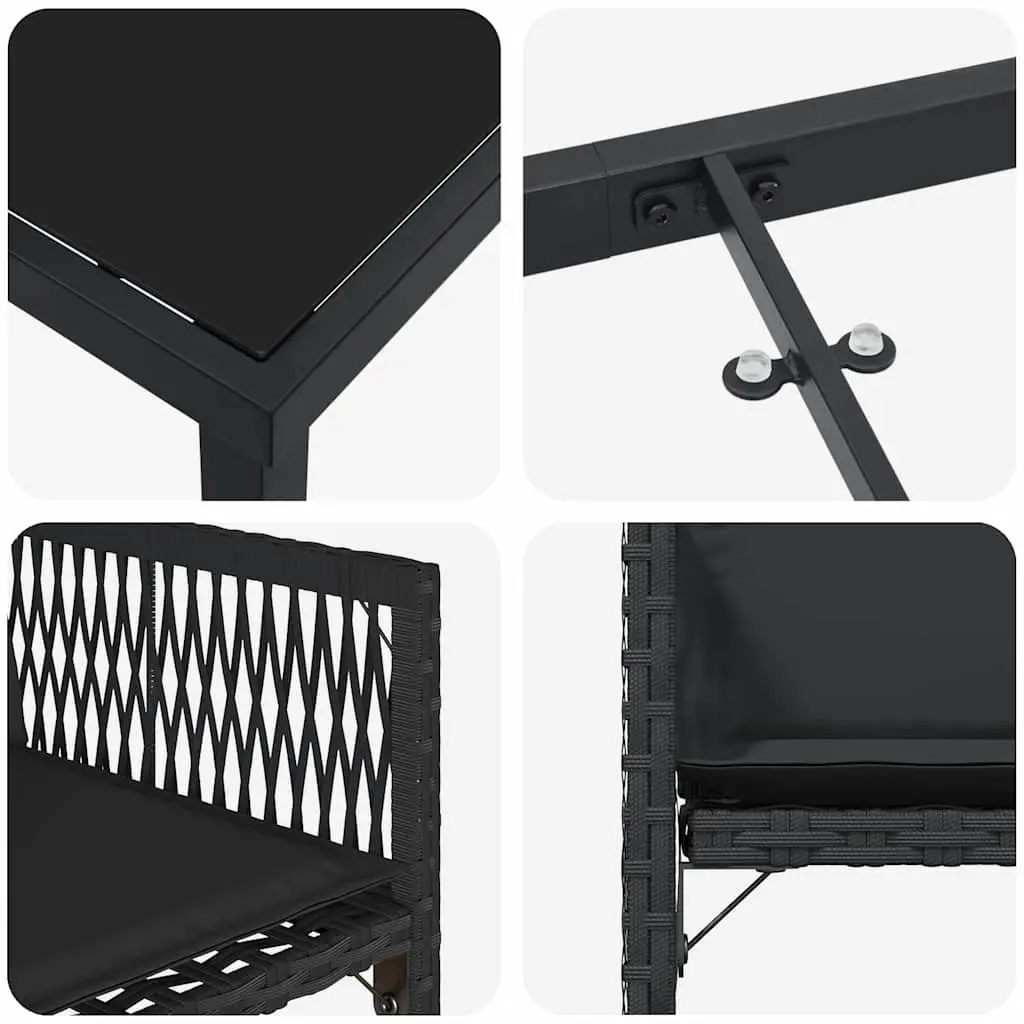 Outdoor Garden Dining Set 5 Piece Black Poly Rattan Patio Furniture Table Chairs