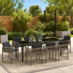 Friendly 9-Piece Grey Dining Set for Your Outdoor Area