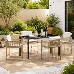 Friendly Outdoor Dining Set with Rattan Chairs