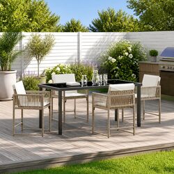 Chic 5-Piece Outdoor Dining Set with Glass Table