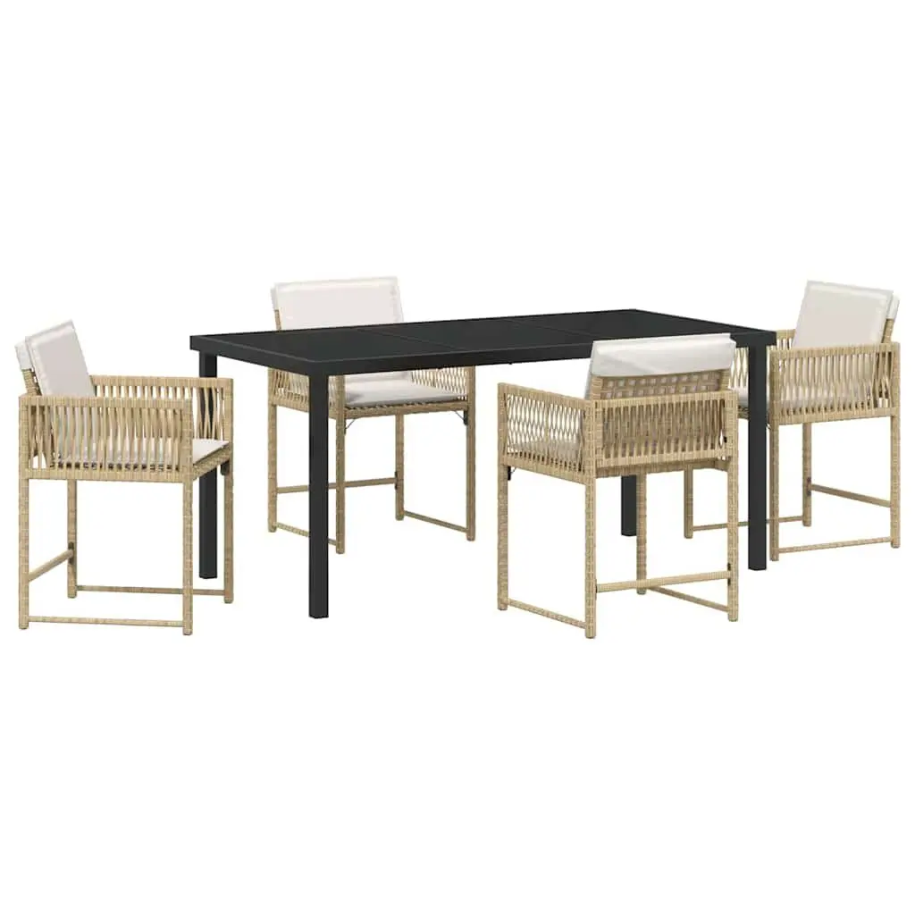 5-Piece Outdoor Dining Set with Glass Table