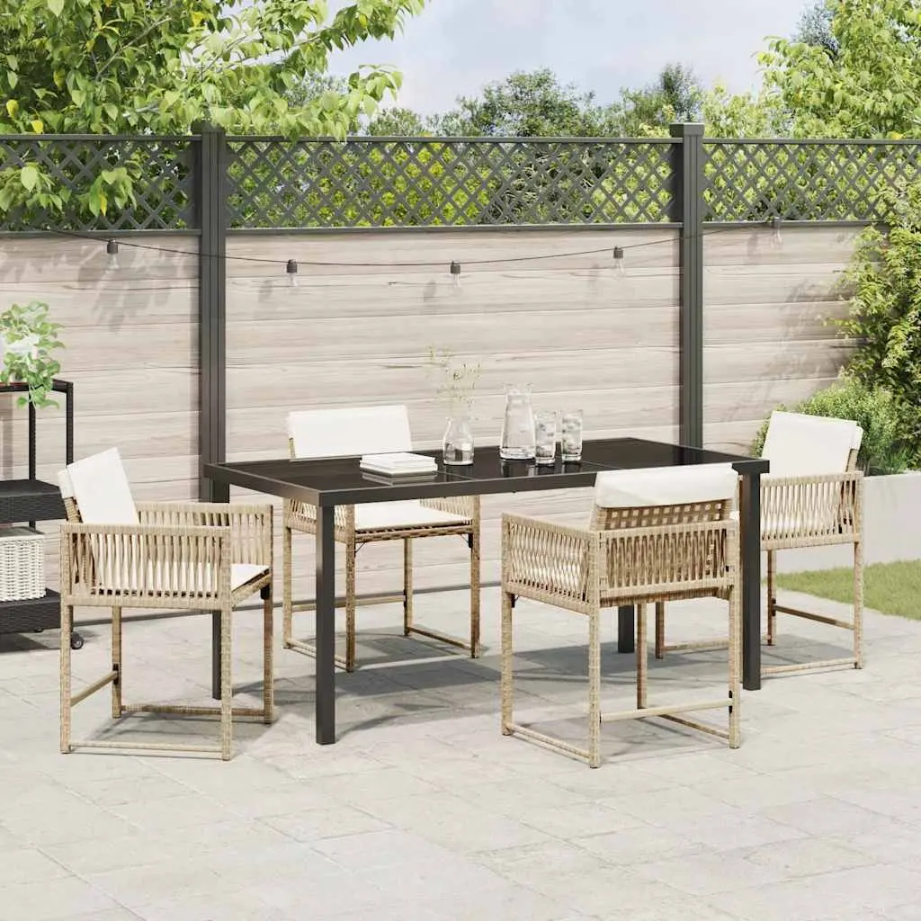 5-Piece Outdoor Dining Set with Glass Table