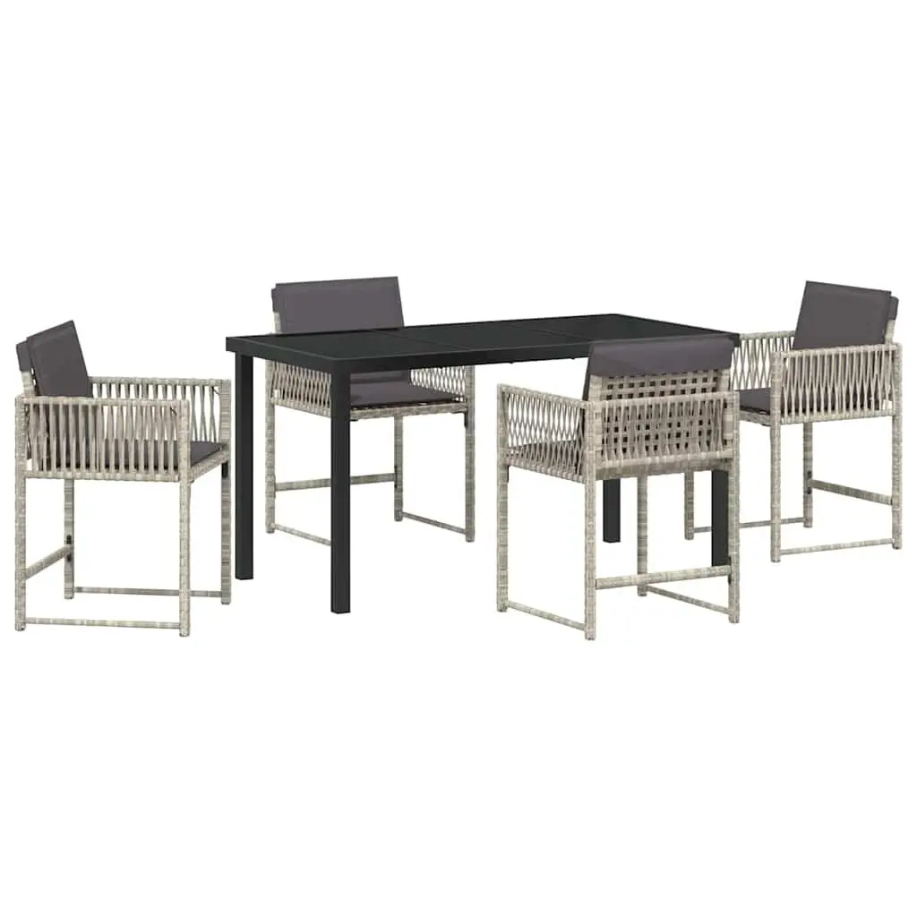 Garden Dining Set 5 Piece Outdoor Furniture Light Grey Poly Rattan Patio Table