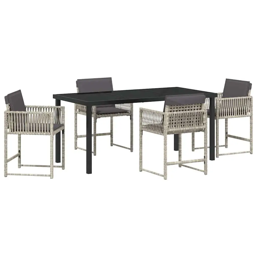 Garden Dining Set Light Grey 5 Pieces Outdoor Patio Furniture Poly Rattan
