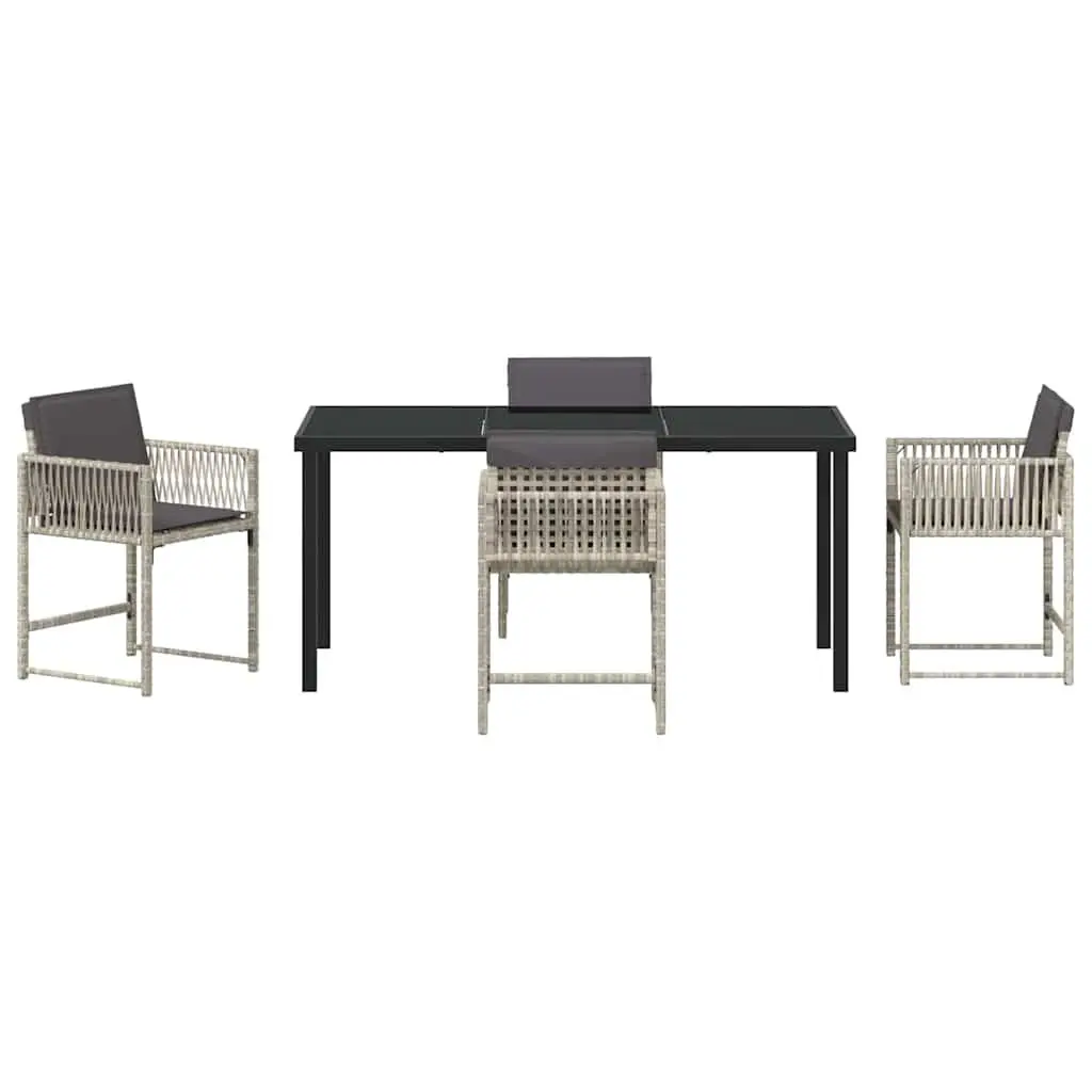 Garden Dining Set Light Grey 5 Pieces Outdoor Patio Furniture Poly Rattan