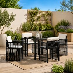 Friendly Black Poly Rattan 5-Piece Dining Set