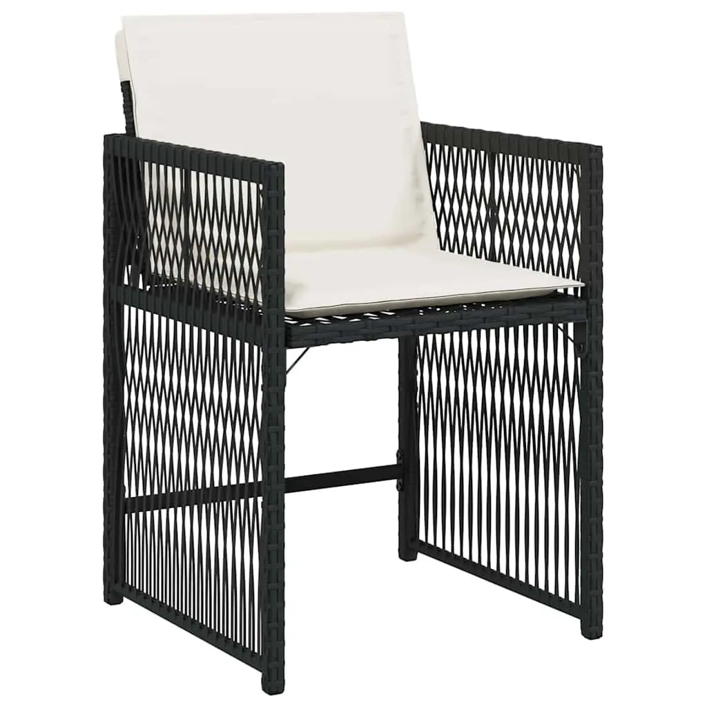 Garden Dining Set 5 Piece Black Poly Rattan Outdoor Furniture Table Chairs