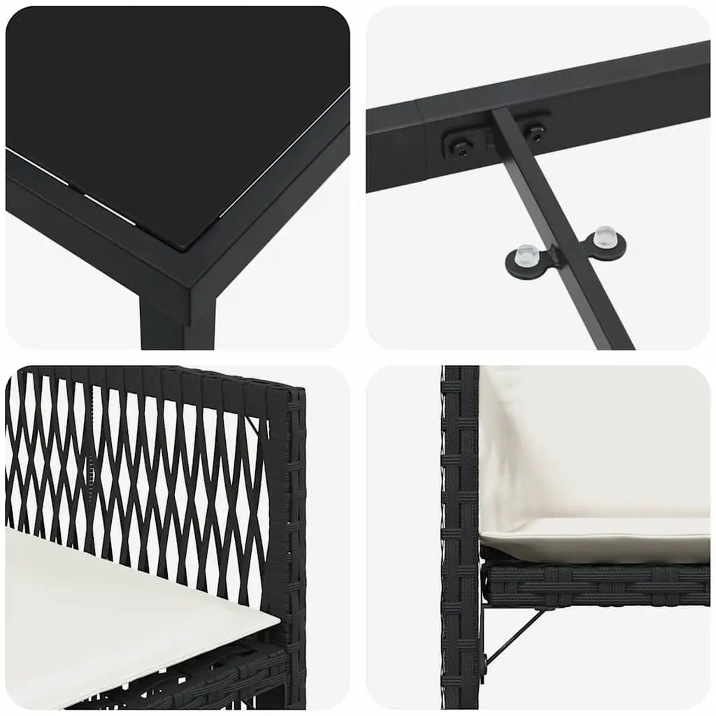 Garden Dining Set Modern Style 5 Piece Black Poly Rattan Outdoor Furniture