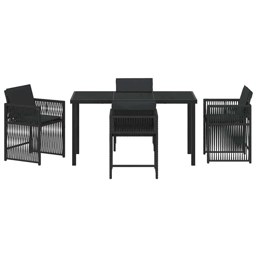 Garden Dining Set 5 Piece Black Outdoor Furniture Poly Rattan Table Chairs