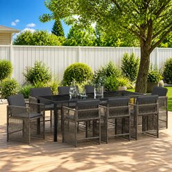 Your New 9-Piece Grey Garden Dining Set Awaits