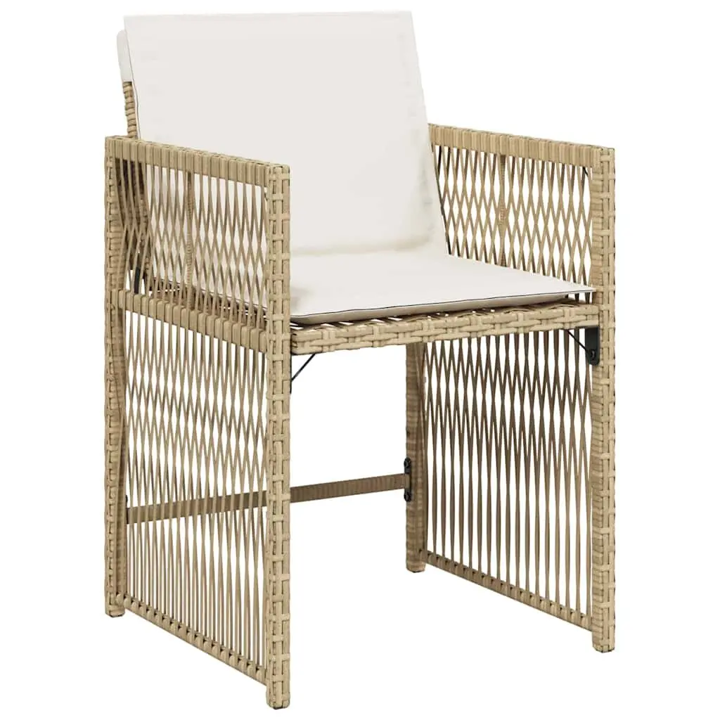 5 Piece Garden Dining Set Outdoor Furniture Poly Rattan Beige