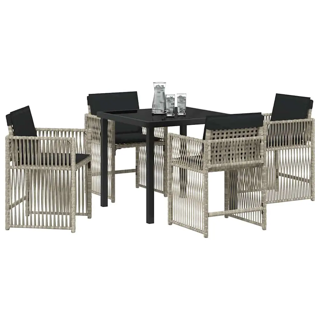 Garden Dining Set Light Grey 5 Piece Outdoor Furniture Patio Table Chairs