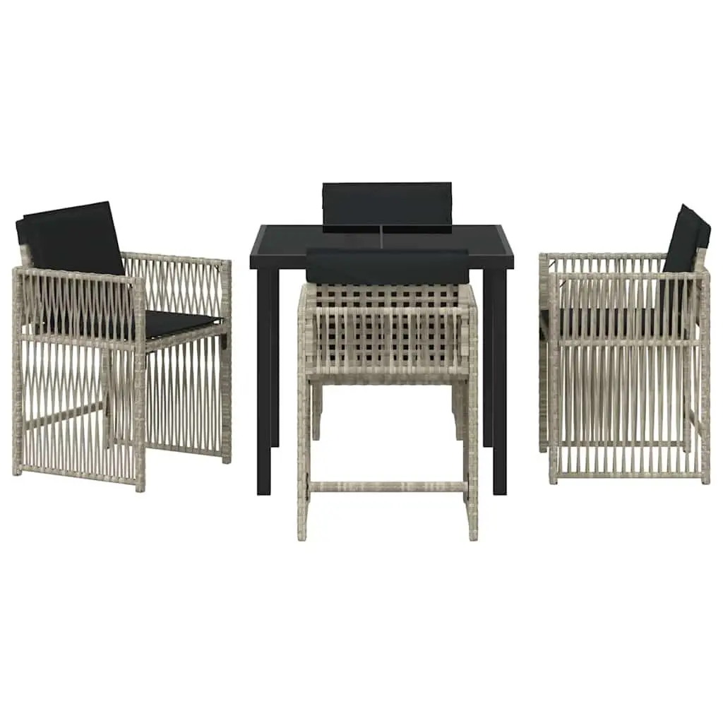 Garden Dining Set Light Grey 5 Piece Outdoor Furniture Patio Table Chairs