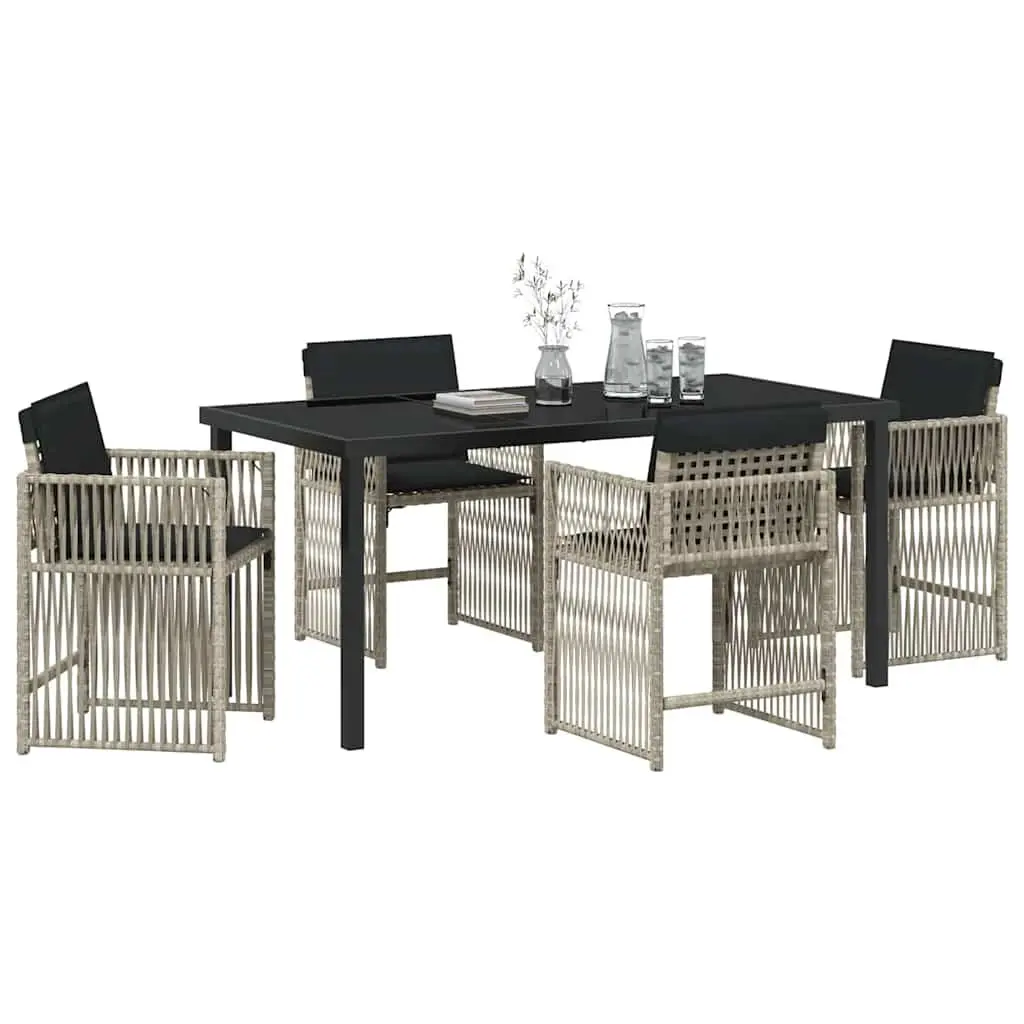 Garden Dining Set Light Grey Poly Rattan 5 Piece Outdoor Furniture