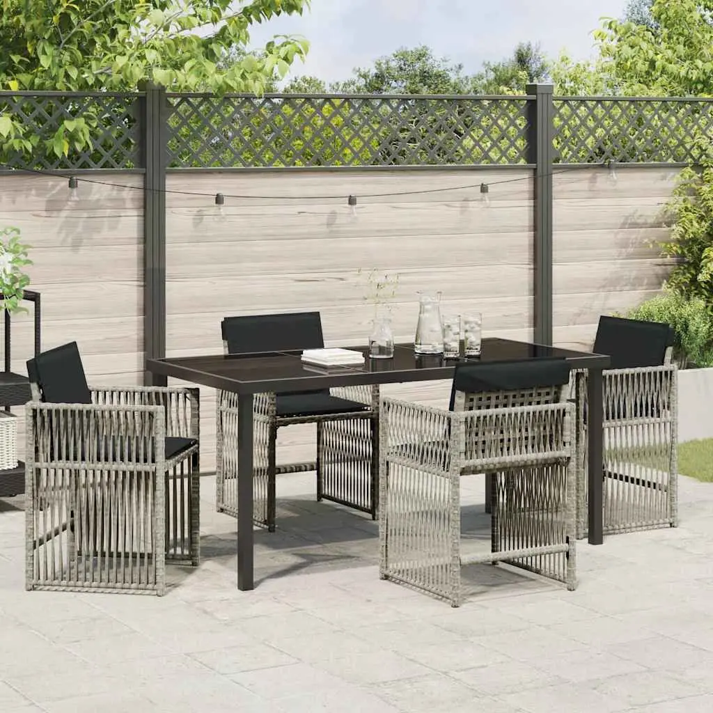 Garden Dining Set Light Grey Poly Rattan 5 Piece Outdoor Furniture