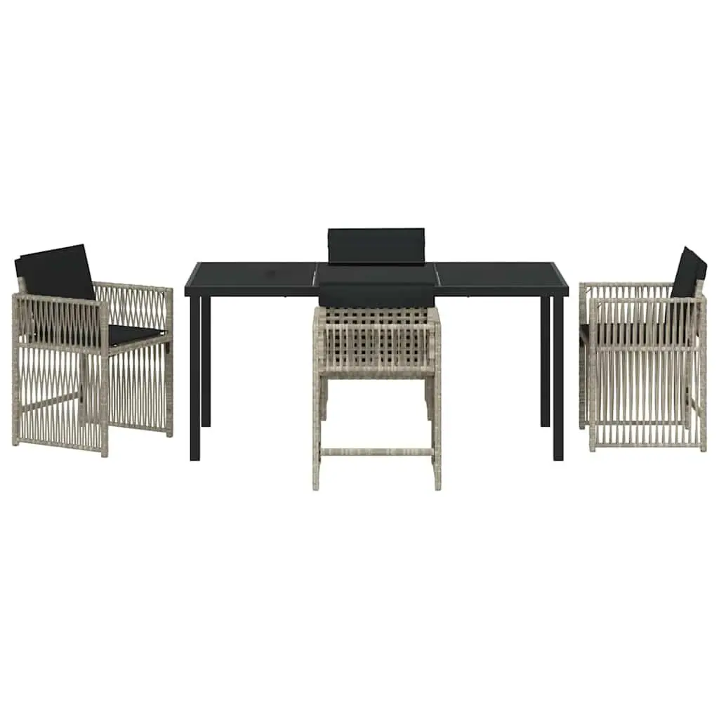Garden Dining Set Light Grey Poly Rattan 5 Piece Outdoor Furniture