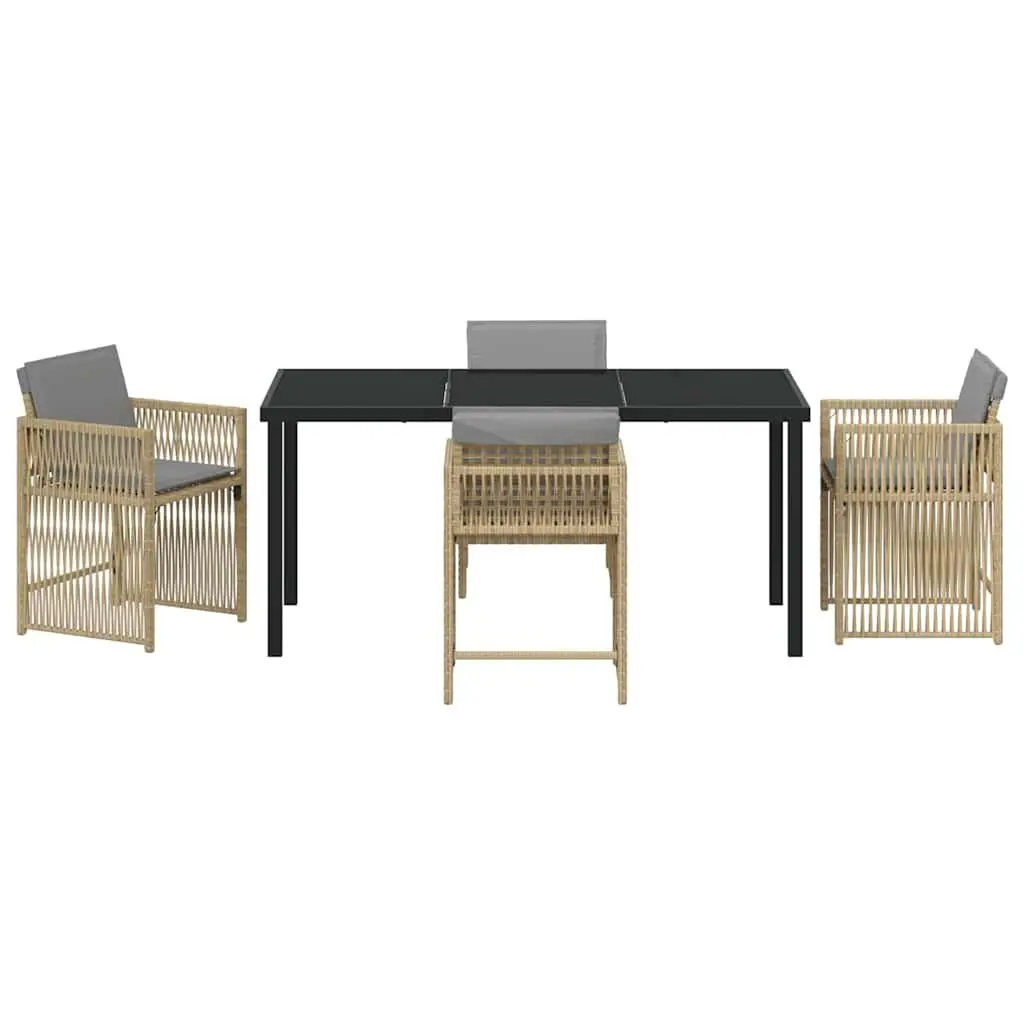 Garden Dining Set Poly Rattan 5 Piece Outdoor Furniture Beige