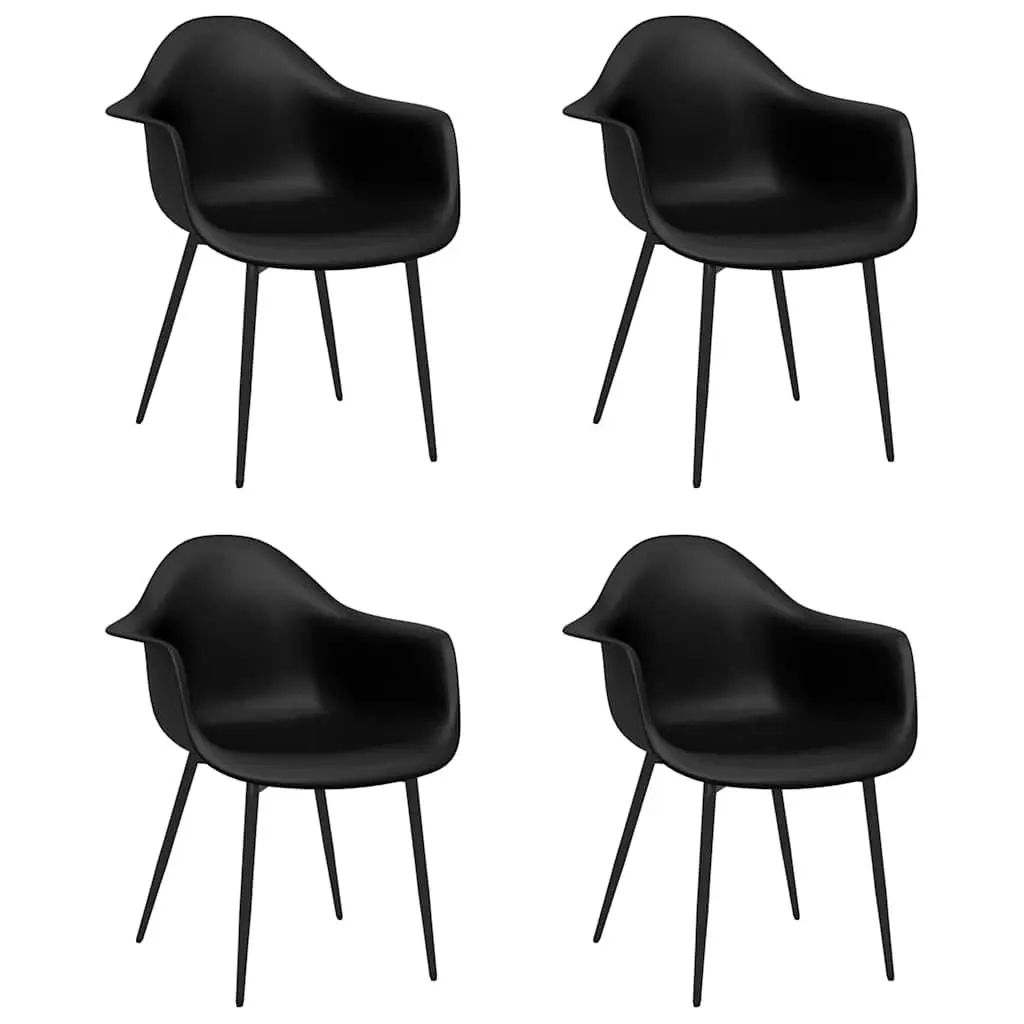 Dining Chairs Ergonomic Curved Backrest Black Polypropylene 4 Piece