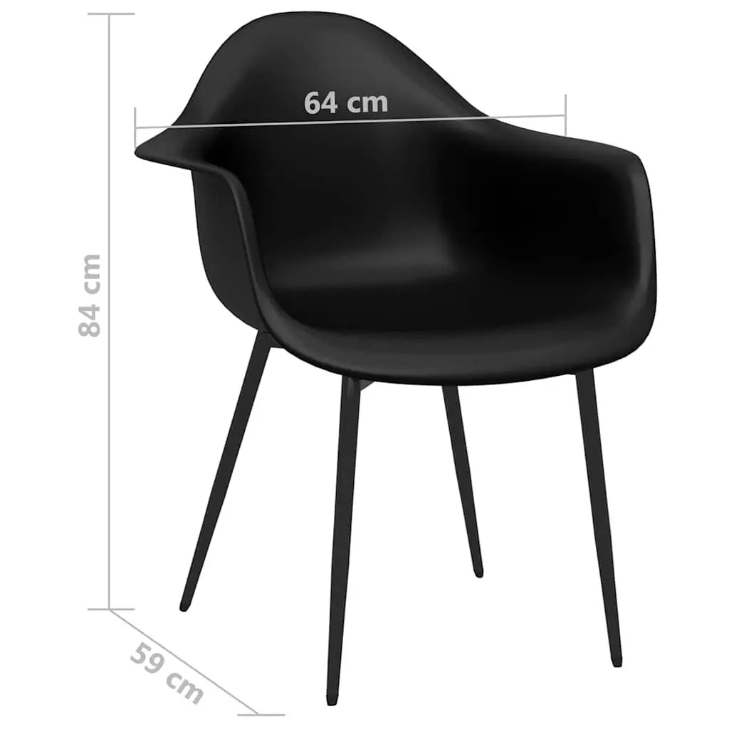Dining Chairs Ergonomic Curved Backrest Black Polypropylene 4 Piece