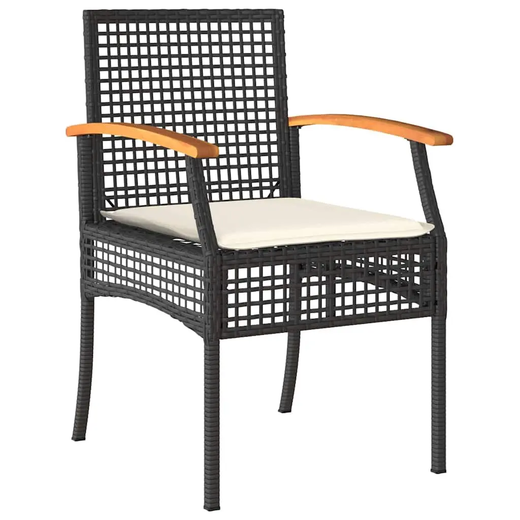 Garden Dining Set 3 Pieces Outdoor Furniture Black Rattan Chairs Glass Table
