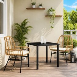 Outdoor Garden Dining Set 3-Piece Poly Rattan Patio Furniture Brown