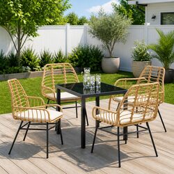 Friendly 5-Piece Brown Dining Set for Outdoors