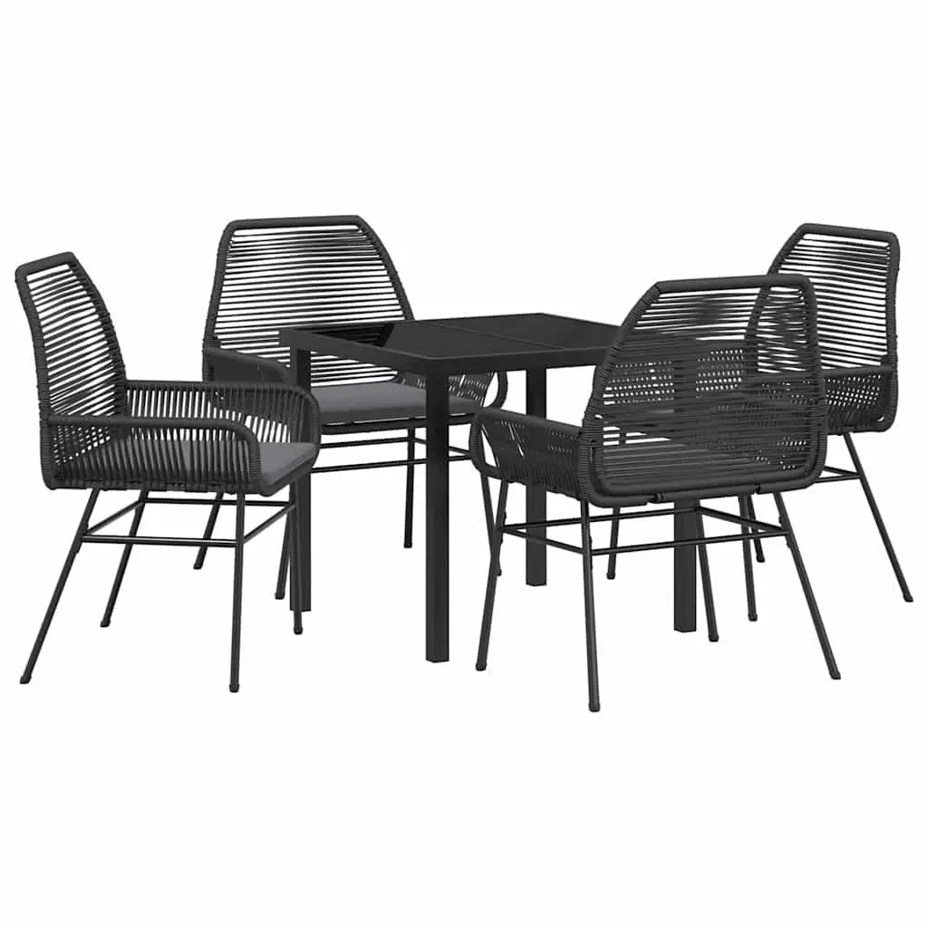 Outdoor Garden Dining Set Poly Rattan Black 5 Piece Patio Furniture