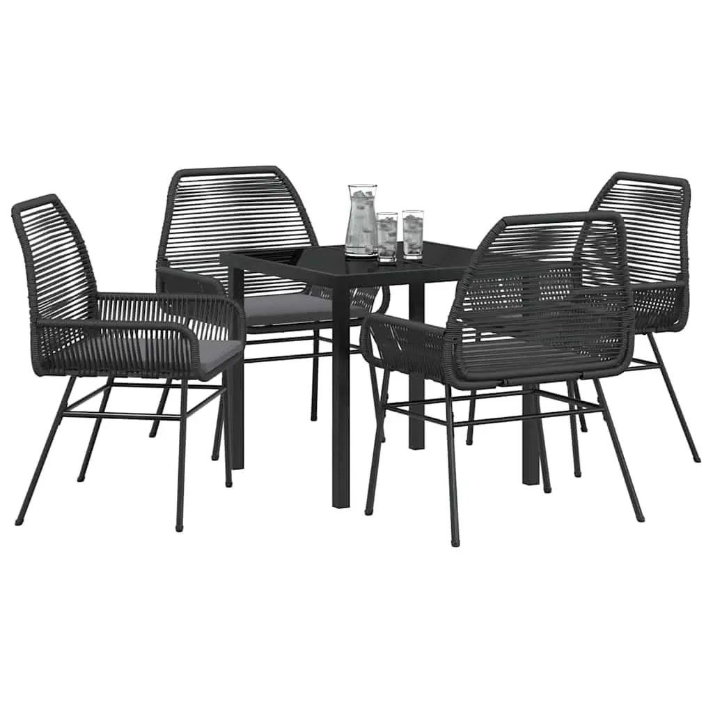 Outdoor Garden Dining Set Poly Rattan Black 5 Piece Patio Furniture